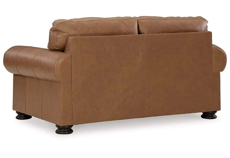 Beau Silt Top Grain Leather Traditional Living Room Set Includes Sofa and Loveseat