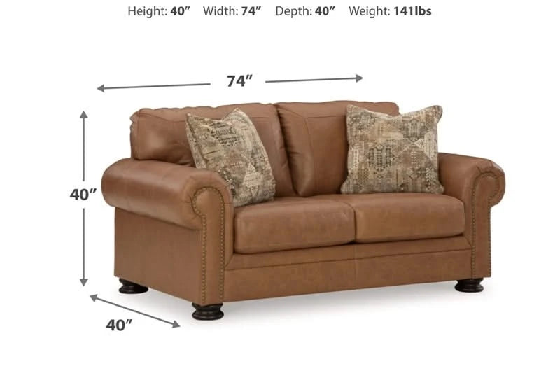 Beau Silt Top Grain Leather Traditional Loveseat