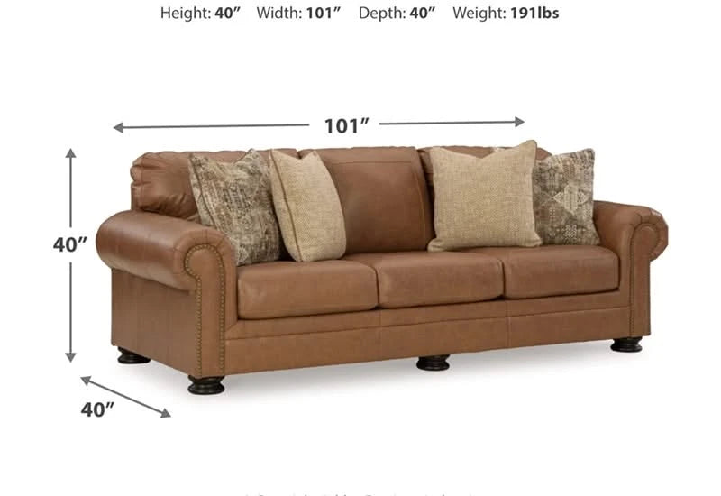 Beau Silt Top Grain Leather Traditional Living Room Set Includes Sofa and Loveseat