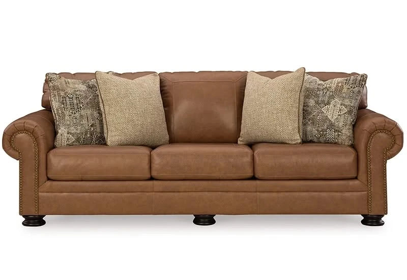 Beau Silt Top Grain Leather Traditional Living Room Set Includes Sofa and Loveseat