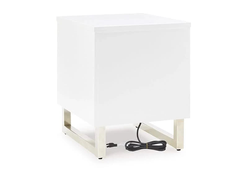 Belize Black & White Modern Chairside End Table with USB Charging