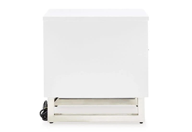 Belize Black & White Modern Chairside End Table with USB Charging