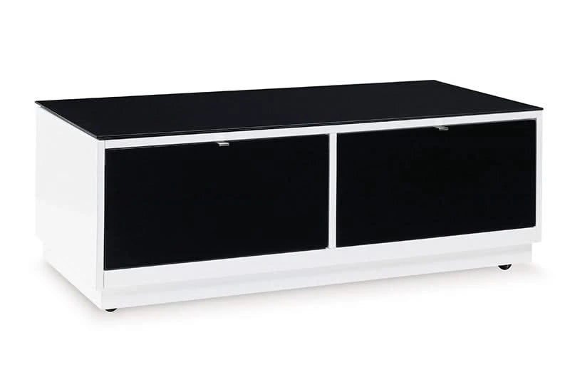 Belize Black & White Modern Glass Rectangular Coffee Table