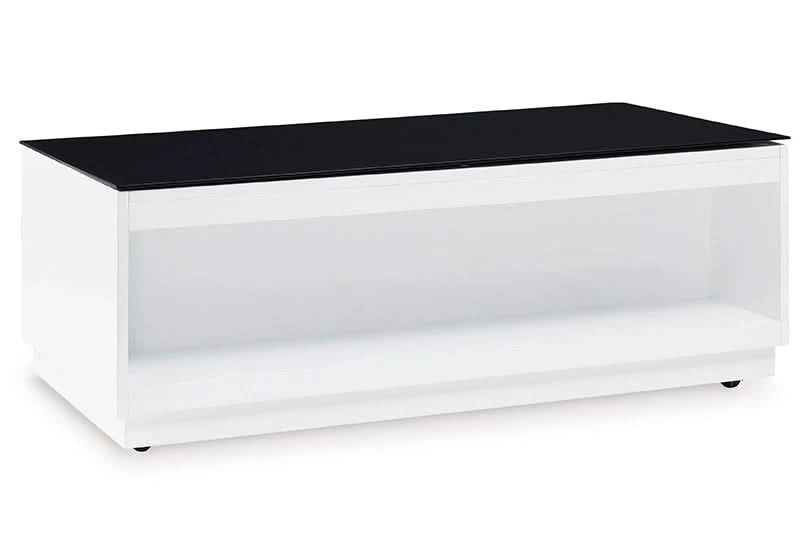Belize Black & White Modern Glass Rectangular Coffee Table