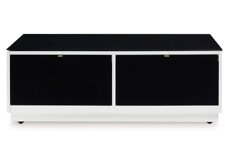 Belize Black & White Modern Glass Rectangular Coffee Table