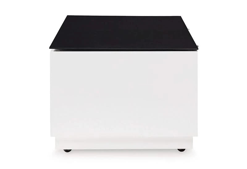 Belize Black & White Modern Glass Rectangular Coffee Table