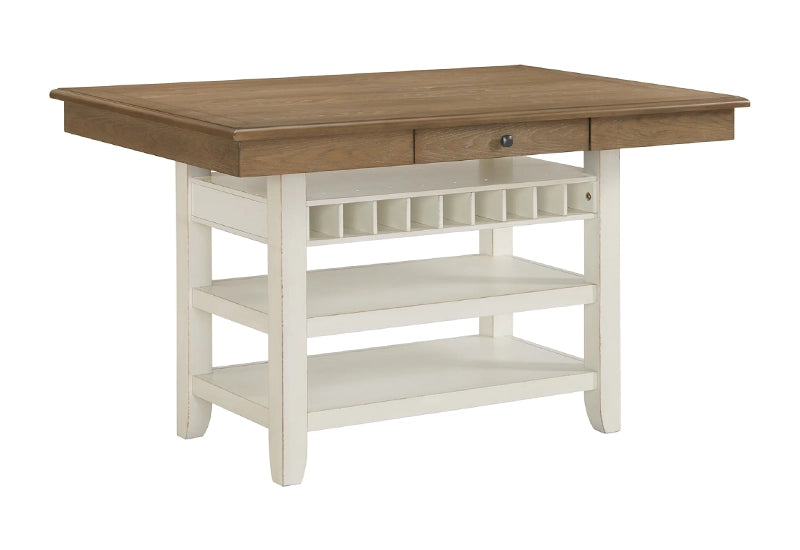 Bellevue Antique White Rectangular Counter Table with Storage Base