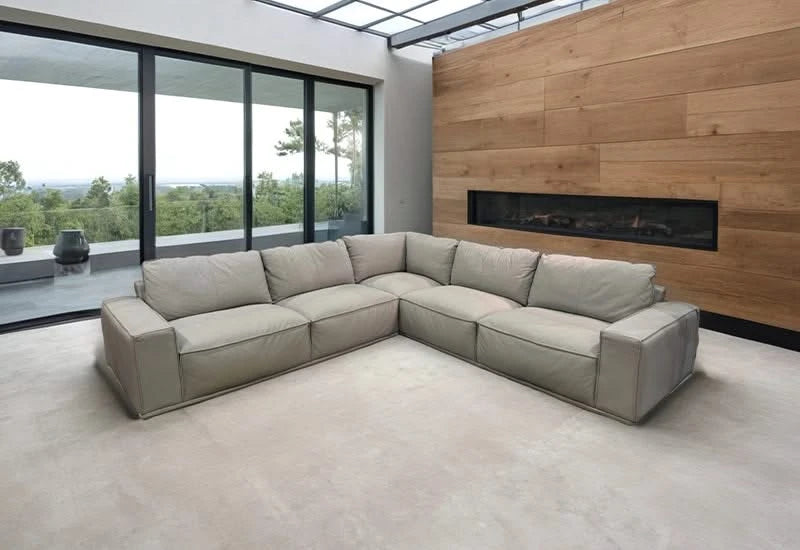 Bordi 3-Piece Modular Leather Sectional in Taupe Gray