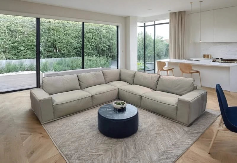 Bordi 3-Piece Modular Leather Sectional in Taupe Gray