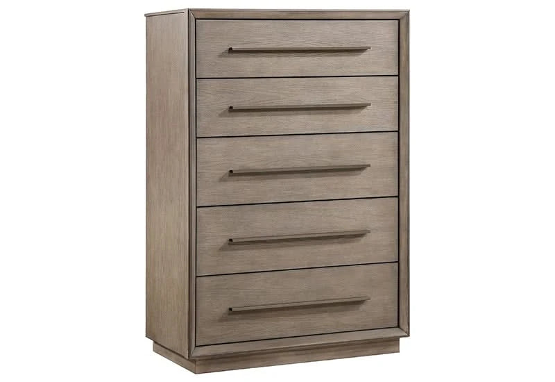 Boulevard Taupe Oak Modern 5 Drawer Chest