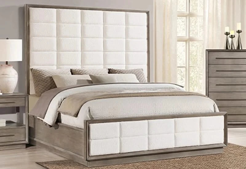 Boulevard Taupe Oak Modern Bed Includes Headboard, Footboard and Rails