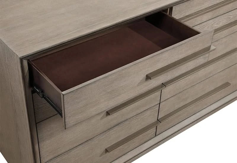 Boulevard Taupe Oak 8 Drawer Dresser with Modern Storage Design