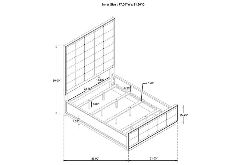 Boulevard Taupe Oak Modern Bed Includes Headboard, Footboard and Rails