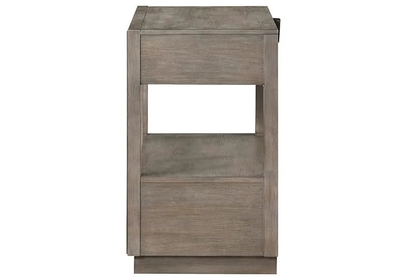 Boulevard Taupe Oak 2 Drawer Nightstand with Open Shelf Storage