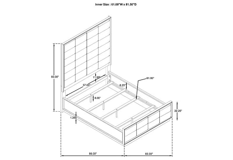 Boulevard Taupe Oak Modern Bed Includes Headboard, Footboard and Rails