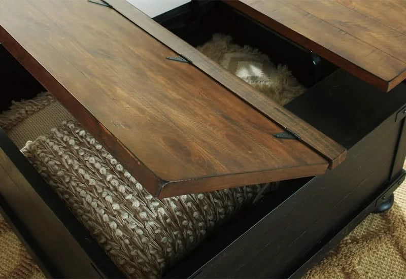 Cancun Two Tone Rustic Square Lift Top Coffee Table