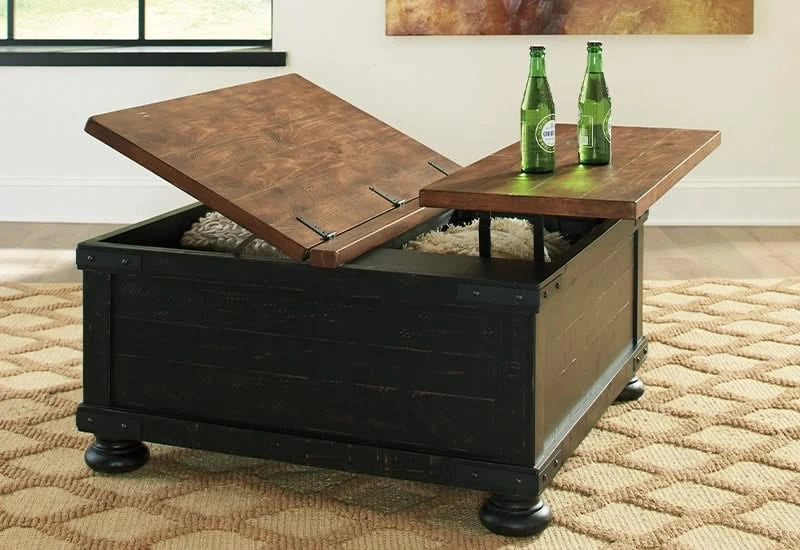 Cancun Two Tone Rustic Square Lift Top Coffee Table