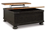 Cancun Two Tone Rustic Square Lift Top Coffee Table