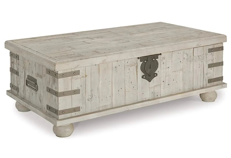 Carynhurst Light Gray Rustic Farmhouse Lift Top Coffee Table