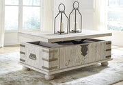 Carynhurst Light Gray Rustic Farmhouse Lift Top Coffee Table