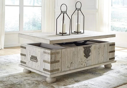 Carynhurst Light Gray Rustic Farmhouse Lift Top Coffee Table