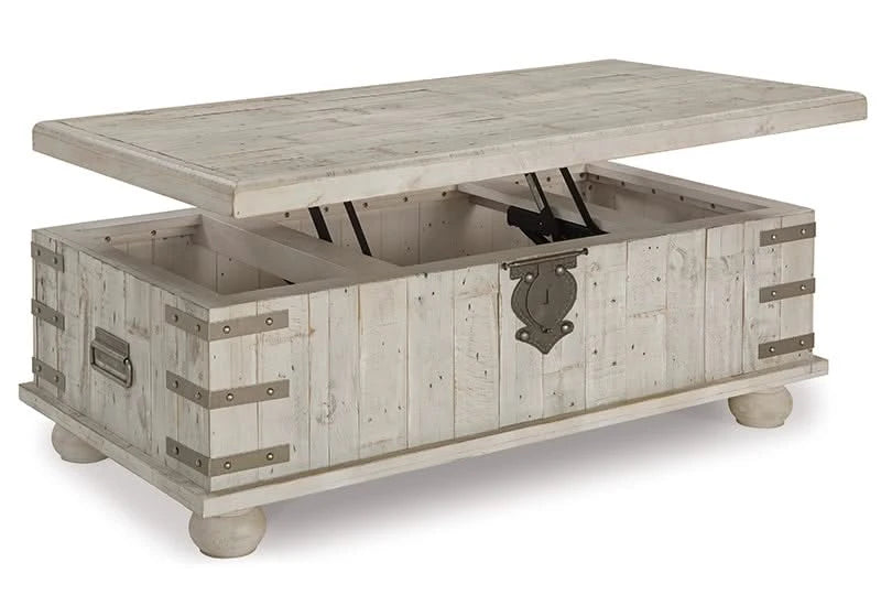 Carynhurst Light Gray Rustic Farmhouse Lift Top Coffee Table