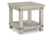 Carynhurst Light Gray Rustic Farmhouse End Table with USB Charging