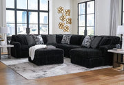 Casa Blanca Onyx Black Contemporary 4 PC Sectional with Chaise and Accent Pillows