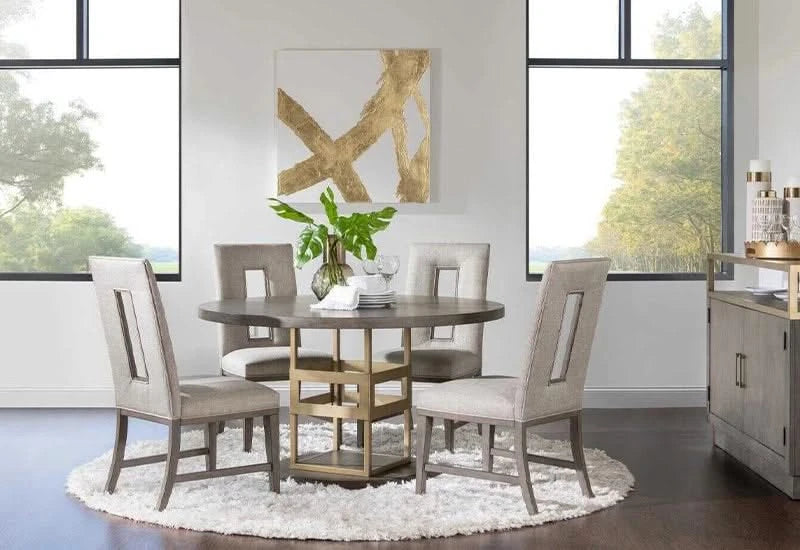 Castalia Slate Upholstered Side Chair with Golden Hour Accents