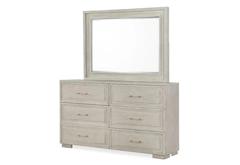 Noel Modern Light Oak Bedroom Set Includes Bed (LED Headboard, Footboard and Rails), Dresser and Mirror