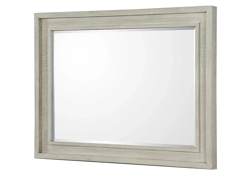 Noel Modern Light Oak Bedroom Set Includes Bed (LED Headboard, Footboard and Rails), Dresser and Mirror