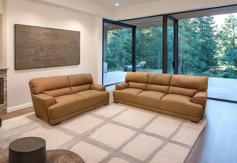 Conway Brown Leather-Look Sofa & Loveseat Set