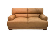 Conway Brown Leather Loveseat with Pillow-Top Arms and Adjustable Headrests