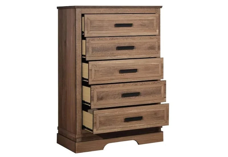 Coventry Hall 5-Drawer Chest in Pecan Wood Finish