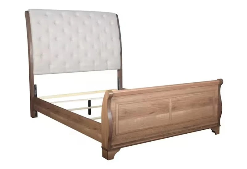 Coventry Hall Upholstered Sleigh Bed in Pecan Finish (Queen or King)