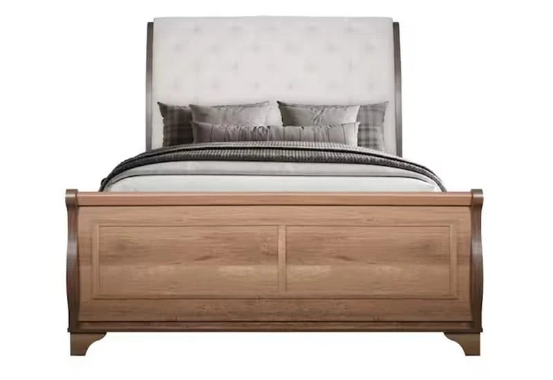 Coventry Hall Upholstered Sleigh Bed in Pecan Finish (Queen or King)