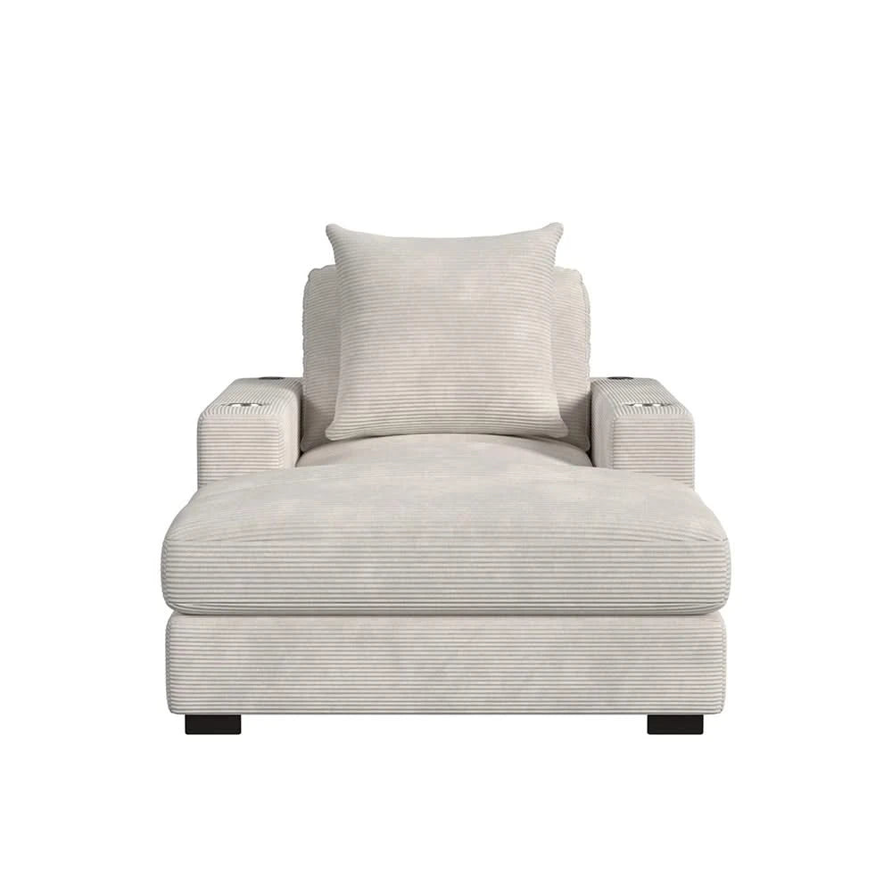 Arizona Dove Chaise with USB Charging & Cupholders