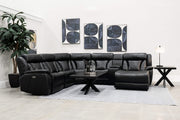 Paris Black Power Reclining 6 PC Modular Sectional with Storage Console and USB Ports