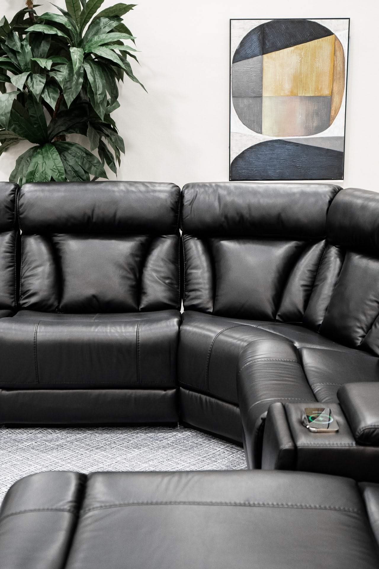 Paris Black Power Reclining 6 PC Modular Sectional with Storage Console and USB Ports
