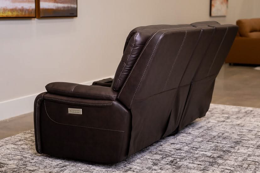 Moto Motion Kona Earth Brown Leather Power Reclining Loveseat with