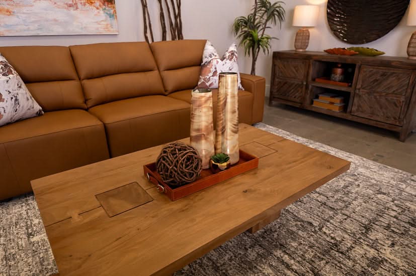 Iona Saddle Leather 3 PC Modular Slider Sofa