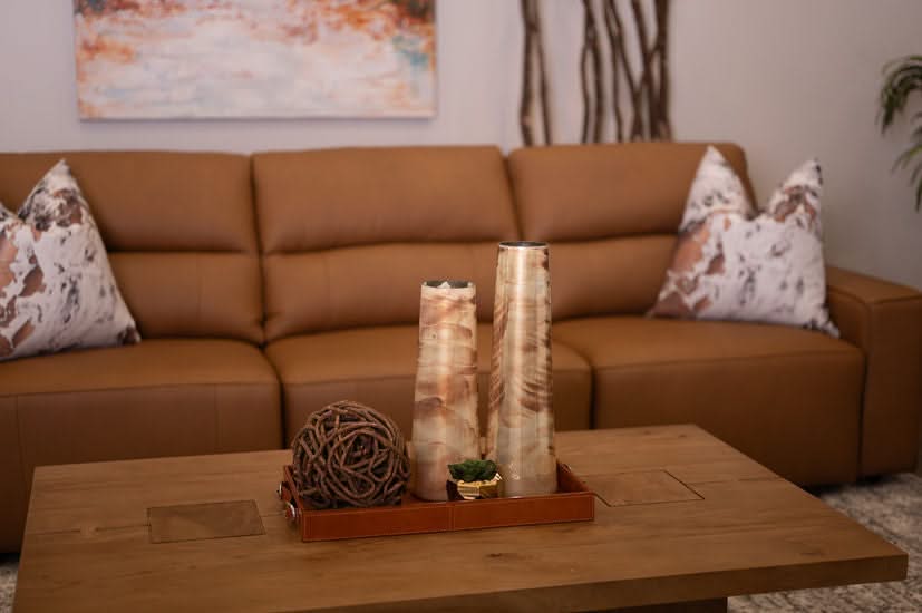 Iona Saddle Leather 3 PC Modular Slider Sofa