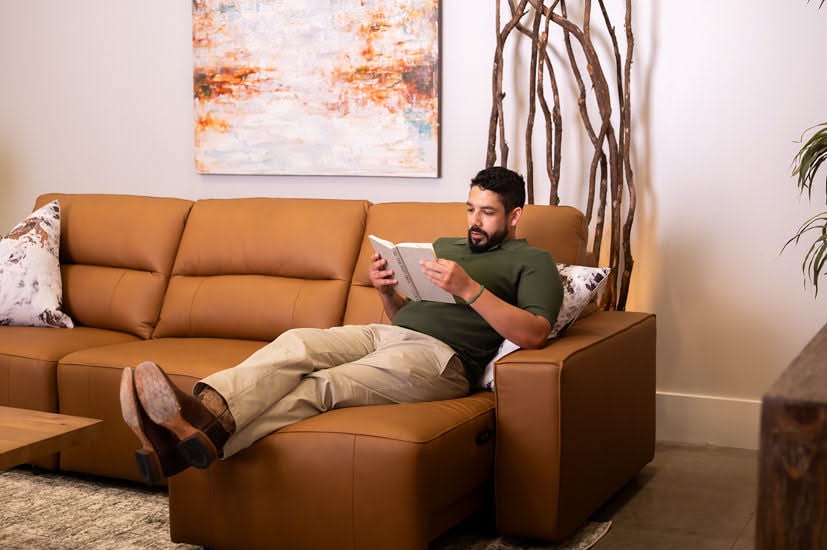 Iona Saddle Leather 3 PC Modular Slider Sofa