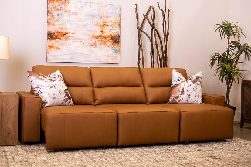 Iona Saddle Leather 3 PC Modular Slider Sofa