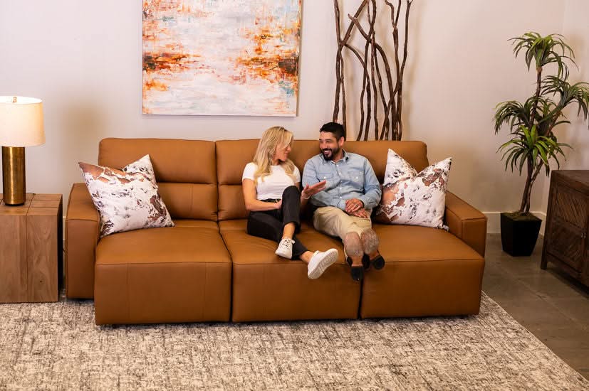 Iona Saddle Leather 3 PC Modular Slider Sofa