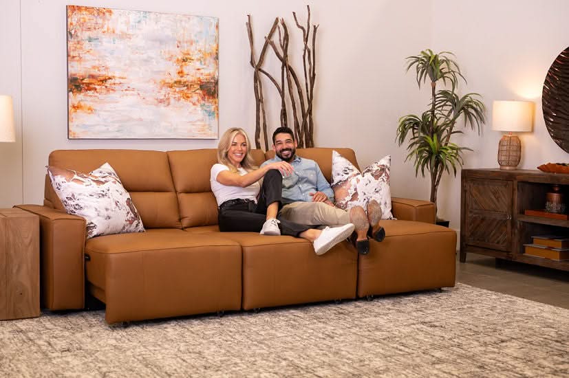 Iona Saddle Leather 3 PC Modular Slider Sofa