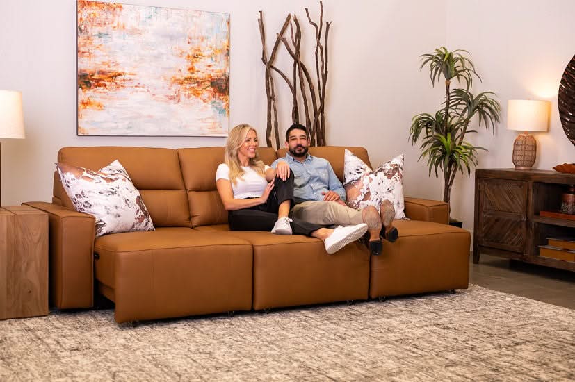 Iona Saddle Leather 3 PC Modular Slider Sofa