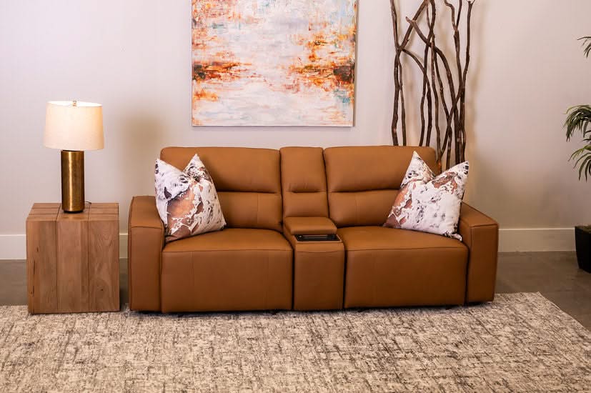 Iona Saddle Leather 3 PC Modular Slider Loveseat