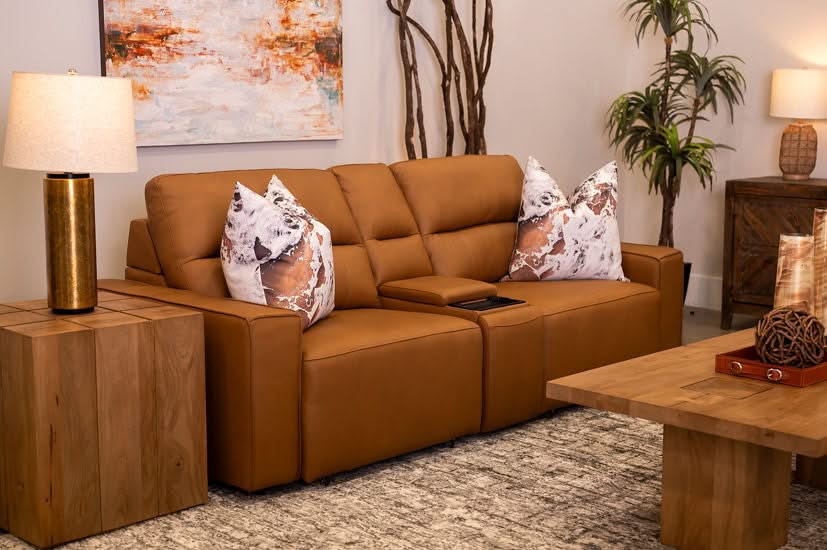 Iona Saddle Leather 3 PC Modular Slider Loveseat