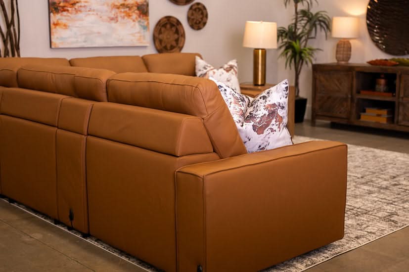 Iona Saddle Leather 6 PC Modular Slider Sectional